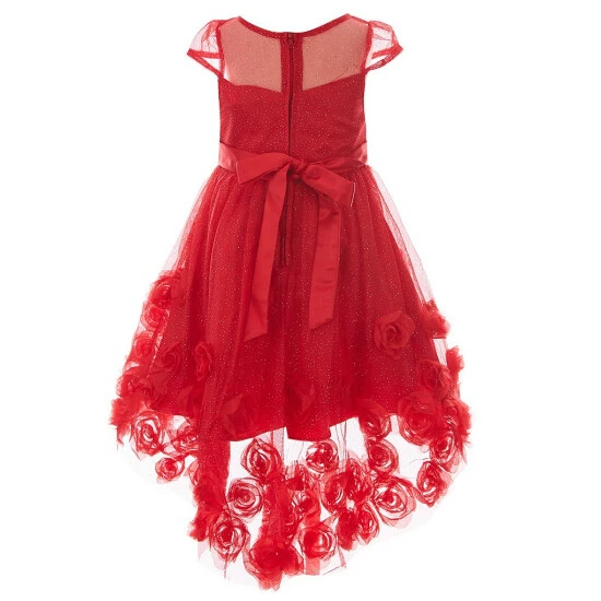 Brand new ๐งจ Rare Editions Little ๐ง Girls 2T-6X Illusion Glitter Mesh Soutache Hi-Low ๐ Dress Red ๐ 4 Brand new ๐งจ Rare Editions Little ๐ง Girls 2T-6X Illusion Glitter Mesh Soutache Hi-Low ๐ Dress Red ๐ - Image 2