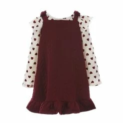 Budget 🎁 Rare Editions Little 👧 Girls 2T-6X Heart Printed Rib Knit Top Textured Knit Jumper 👗 Dress Navy ❤️