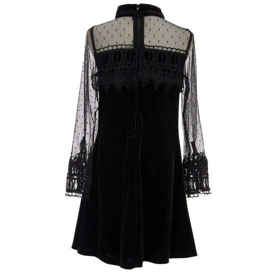 Cheapest ๐ Rare Editions Big ๐ง Girls 7-16 Clip-Dot Mesh Illusion Long-Sleeve Mock Neck Velvet ๐ Dress Black ๐ 4 Cheapest ๐ Rare Editions Big ๐ง Girls 7-16 Clip-Dot Mesh Illusion Long-Sleeve Mock Neck Velvet ๐ Dress Black ๐ - Image 2