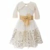 Budget ⭐ Rare Editions Little 👧 Girls 4-6X Faux-Fur Cardigan & Glitter Border Fit-And-Flare 👗 Dress Set Ivory 🛒