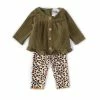 Cheapest 🧨 Rare Editions Baby 👧 Girls 3-24 Month Long Sleeve Button Front Ruffle Top & Brush Knit Leggings 2-Piece Set Green 😉 -Rare Editions Shop unnamed file 172