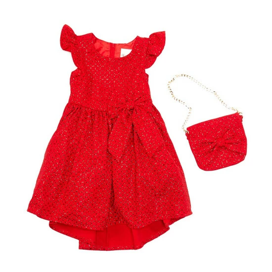 Deals โ๏ธ Rare Editions Little ๐ง Girls 2T-6X Flutter Sleeve Pattern Glitter Knit Hi-Low ๐ Dress Red ๐คฉ 5 Deals โ๏ธ Rare Editions Little ๐ง Girls 2T-6X Flutter Sleeve Pattern Glitter Knit Hi-Low ๐ Dress Red ๐คฉ - Image 3