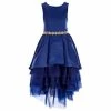 Flash Sale ⌛ Rare Editions Big 👧 Girls 7-16 Sleeveless Embellished Waist Trim Satin High-Low 👗 Dress Navy ⭐ -Rare Editions Shop unnamed file 207