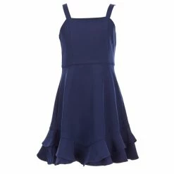 Promo 🥰 Rare Editions Big 👧 Girls 7-16 Sleeveless Tie Back Double-Ruffle-Hem Fit-And-Flare Tank 👗 Dress Coral 🔥 -Rare Editions Shop unnamed file 222