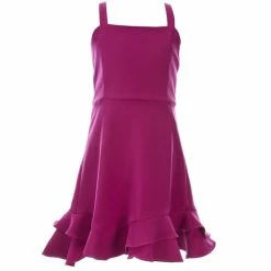 Promo 🥰 Rare Editions Big 👧 Girls 7-16 Sleeveless Tie Back Double-Ruffle-Hem Fit-And-Flare Tank 👗 Dress Coral 🔥 -Rare Editions Shop unnamed file 224