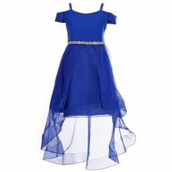 New ✨ Rare Editions Big 👧 Girls 7-16 Satin Cold Shoulder Bodice Mesh Hi-Low 👗 Skirt 👗 Dress Royal 💯 -Rare Editions Shop unnamed file 228
