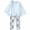 Outlet ⭐ Rare Editions Little 👧 Girls 2T-6X Solid Long-Sleeve Velour Top & Plaid Knit Leggings Set Blue 🧨 -Rare Editions Shop unnamed file 23