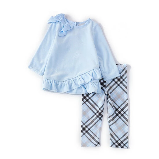 Coupon ๐ Rare Editions Baby ๐ง Girls 12-24 Months Long-Sleeve Solid Velour Ruffle Hem Top & Plaid Printed Leggings Set Blue ๐ 3 Coupon ๐ Rare Editions Baby ๐ง Girls 12-24 Months Long-Sleeve Solid Velour Ruffle Hem Top & Plaid Printed Leggings Set Blue ๐
