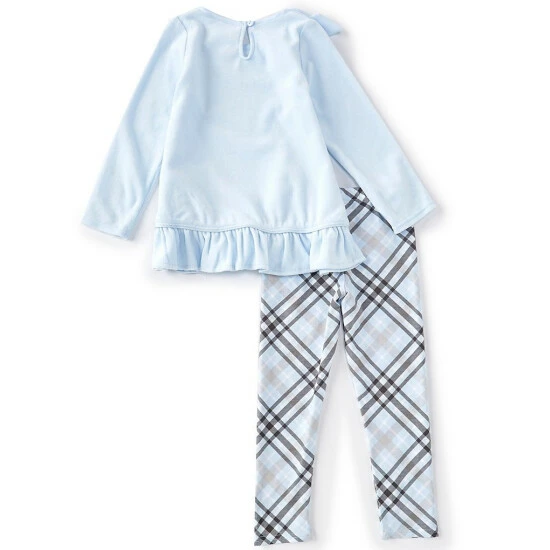 Outlet โญ Rare Editions Little ๐ง Girls 2T-6X Solid Long-Sleeve Velour Top & Plaid Knit Leggings Set Blue ๐งจ 4 Outlet โญ Rare Editions Little ๐ง Girls 2T-6X Solid Long-Sleeve Velour Top & Plaid Knit Leggings Set Blue ๐งจ - Image 2