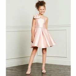 Deals 😉 Rare Editions Big 👧 Girls 7-16 Box Pleated Asymmetrical Shoulder Bow Jewel Trimmed 👗 Dress Blush ✨ -Rare Editions Shop unnamed file 241