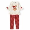 Outlet ⭐ Rare Editions Little 👧 Girls 2T-6X Solid Knit Reindeer Applique Top & Check Printed Leggings 2-Piece Set Ivory 🎁 -Rare Editions Shop unnamed file 244