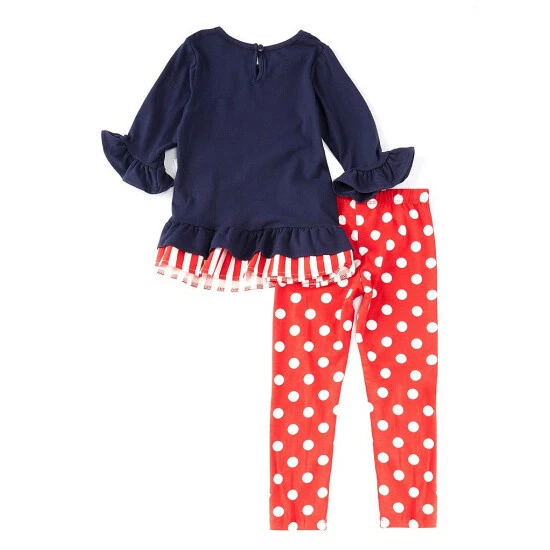 Cheapest ๐ Rare Editions Little ๐ง Girls 2T-6X Solid Knit Nutcracker Applique Printed Top & Dot Printed Knit Leggings 2-Piece Set Navy โ๏ธ 4 Cheapest ๐ Rare Editions Little ๐ง Girls 2T-6X Solid Knit Nutcracker Applique Printed Top & Dot Printed Knit Leggings 2-Piece Set Navy โ๏ธ - Image 2