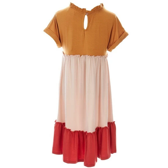Best deal ๐คฉ Rare Editions Big ๐ง Girls 7-16 Rolled Short-Sleeve Tiered Color Block High-Low-Hem ๐ Dress & Coordinating Necklace Orange/blush/red โจ 4 Best deal ๐คฉ Rare Editions Big ๐ง Girls 7-16 Rolled Short-Sleeve Tiered Color Block High-Low-Hem ๐ Dress & Coordinating Necklace Orange/blush/red โจ - Image 2