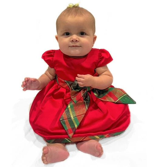 Outlet ๐ฅ Rare Editions Baby ๐ง Girls 3-24 Months Cap-Sleeve Metallic-Plaid Trimmed Fit-And-Flare ๐ Dress Red ๐ 5 Outlet ๐ฅ Rare Editions Baby ๐ง Girls 3-24 Months Cap-Sleeve Metallic-Plaid Trimmed Fit-And-Flare ๐ Dress Red ๐ - Image 3
