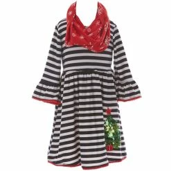 Best Sale 🥰 Rare Editions Little 👧 Girls 2T-6X 🎄 Christmas Snowflake-Printed 👗 Dress, Snowflake Scarf & Striped 🎄 Christmas Tree 👗 Dress Set Red 🌟 -Rare Editions Shop unnamed file 279