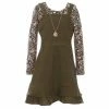 Flash Sale 💯 Rare Editions Big 👧 Girls 7-16 Sleeveless Corduroy Jumper 👗 Dress & Long-Sleeve Printed Rib-Knit Tee Set Olive 😀