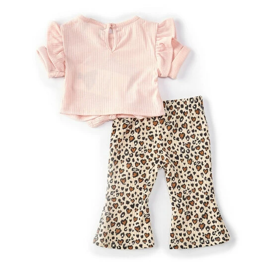 New โ Rare Editions Baby ๐ง Girls 3-24 Months Short-Sleeve Appliqued Tee & Printed Flare-Leg Leggings 2-Piece Set Blush โจ 4 New โ Rare Editions Baby ๐ง Girls 3-24 Months Short-Sleeve Appliqued Tee & Printed Flare-Leg Leggings 2-Piece Set Blush โจ - Image 2