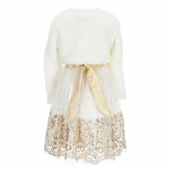 Flash Sale ✨ Rare Editions Big 👧 Girls 7-16 Cap Sleeve Metallic Bow Glitter Pattern Embellished Mesh 👗 Dress & Faux Fur Shrug 2-Piece Set Ivory 💯 -Rare Editions Shop unnamed file 31