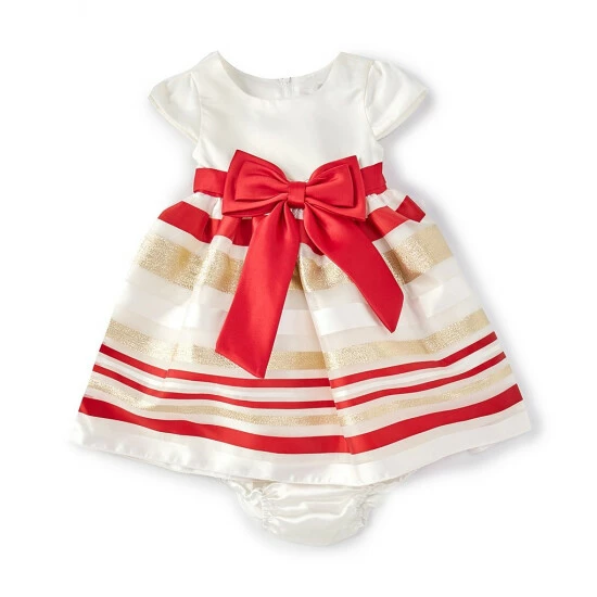 Brand new 😉 Rare Editions Baby 👧 Girls 12-24 Months Cap-Sleeve Satin-Bodice/Striped Organza-Skirted Fit-And-Flare 👗 Dress Red 🤩 3 Brand new 😉 Rare Editions Baby 👧 Girls 12-24 Months Cap-Sleeve Satin-Bodice/Striped Organza-Skirted Fit-And-Flare 👗 Dress Red 🤩