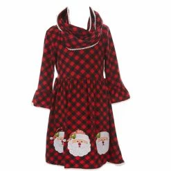 Deals 🎁 Rare Editions Big 👧 Girls 7-16 ❄ Christmas Buffalo-Checked Santa-Face Shift 👗 Dress, Mixed-Media Santa-Face Shift 👗 Dress, & Scarf Set Black ❤️ -Rare Editions Shop unnamed file 320