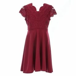 Promo 🔥 Rare Editions Big 👧 Girls 7-16 Scalloped-Lace/Scuba Fit-And-Flare 👗 Dress Navy ⭐