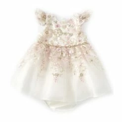 Top 10 💯 Rare Editions Baby 👧 Girls 3-24 Months Flutter-Sleeve Floral Embroidered Mesh Fit-And-Flare 👗 Dress & Panty Pink/ivory 🌟
