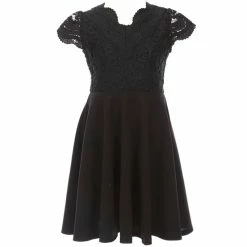 Promo 🔥 Rare Editions Big 👧 Girls 7-16 Scalloped-Lace/Scuba Fit-And-Flare 👗 Dress Navy ⭐ -Rare Editions Shop unnamed file 35