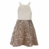 Wholesale 🤩 Rare Editions Little 👧 Girls 4-6x Mikado Bodice Sequin Double Bow 👗 Dress Gold 🤩
