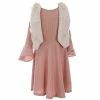 Best Sale 🔥 Rare Editions Big 👧 Girls 7-16 Sleeveless Faux-Fur Vest & Bell-Sleeve Brushed-Rib-Knit Fit-And-Flare 👗 Dress 2-Piece Set Blush ✨ -Rare Editions Shop unnamed file 376