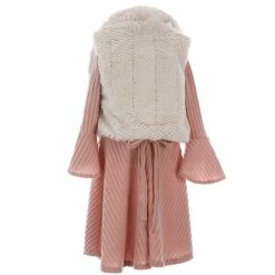 Best Sale 🔥 Rare Editions Big 👧 Girls 7-16 Sleeveless Faux-Fur Vest & Bell-Sleeve Brushed-Rib-Knit Fit-And-Flare 👗 Dress 2-Piece Set Blush ✨ -Rare Editions Shop unnamed file 378