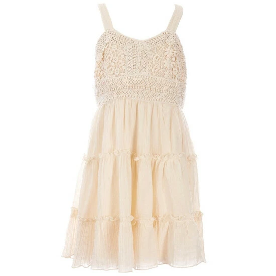Buy ๐ Rare Editions Big ๐ง Girls 7-16 Sleeveless Crocheted-Bodice Tiered Gauze ๐ Skirt Tie Back ๐ Dress Blue โญ 3 Buy ๐ Rare Editions Big ๐ง Girls 7-16 Sleeveless Crocheted-Bodice Tiered Gauze ๐ Skirt Tie Back ๐ Dress Blue โญ