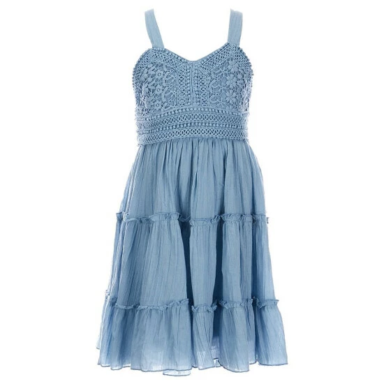 Buy ๐ Rare Editions Big ๐ง Girls 7-16 Sleeveless Crocheted-Bodice Tiered Gauze ๐ Skirt Tie Back ๐ Dress Blue โญ 5 Buy ๐ Rare Editions Big ๐ง Girls 7-16 Sleeveless Crocheted-Bodice Tiered Gauze ๐ Skirt Tie Back ๐ Dress Blue โญ - Image 3