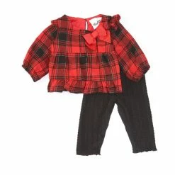 Best reviews of 🎁 Rare Editions Baby 👧 Girls 3-24 Months Plaid Tunic Top & Solid Leggings Set Red 🌟