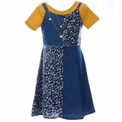 Top 10 🌟 Rare Editions Big 👧 Girls 7-16 Sleeveless Patchwork Denim Jumper & Solid Short-Sleeve Knit Tee 2-Piece Set ✔️