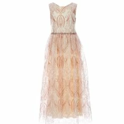 Best Sale ✨ Rare Editions Big 👧 Girls 7-16 White Mesh Illusion Gold Glitter Maxi 👗 Dress 💯