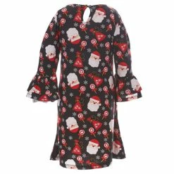 Promo 💯 Rare Editions Little 👧 Girls 2T-6X Santa Print 👗 Dress And Santa Checked Print 👗 Dress & Scarf 3 Piece Set Black 🔔 -Rare Editions Shop unnamed file 437