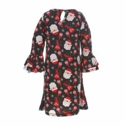 Promo 💯 Rare Editions Little 👧 Girls 2T-6X Santa Print 👗 Dress And Santa Checked Print 👗 Dress & Scarf 3 Piece Set Black 🔔 -Rare Editions Shop unnamed file 438