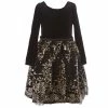 Hot Sale ❤️ Rare Editions Big 👧 Girls 7-16 Stretch Velvet Flocked Glitter Satin 👗 Dress Black 🌟 -Rare Editions Shop unnamed file 44