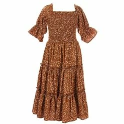 Deals 😀 Rare Editions Big 👧 Girls 7-16 Sleeveless Denim Vest & Ditsy-Floral Fit-And-Flare 👗 Dress Two Piece Set Brown 👏 -Rare Editions Shop unnamed file 444