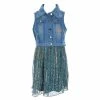 Cheapest 💯 Rare Editions Big 👧 Girls 7-16 Denim Vest & Ditsy Print Pleated Chiffon 👗 Dress Set Teal 🧨
