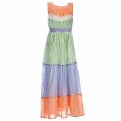 Coupon 🥰 Rare Editions Big 👧 Girls 7-16 Sleeveless Color Block Pleated Maxi 👗 Dress Mint ⭐