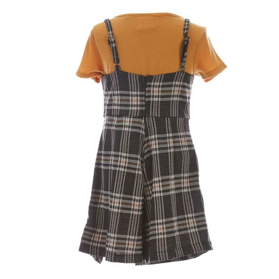 Best Sale ๐ Rare Editions Big ๐ง Girls 7-16 Sleeveless Menswear-Plaid Knit Jumper ๐ Dress, Solid Short-Sleeve Tee & Necklace 3-Piece Set Mustard ๐ 4 Best Sale ๐ Rare Editions Big ๐ง Girls 7-16 Sleeveless Menswear-Plaid Knit Jumper ๐ Dress, Solid Short-Sleeve Tee & Necklace 3-Piece Set Mustard ๐ - Image 2