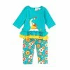 Hot Sale 💯 Rare Editions Baby 👧 Girls 3-24 Months Ruffled Elephant Applique Long Sleeve Top & Printed Leggings Set Teal 🌟 -Rare Editions Shop unnamed file 498