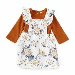 Budget 🛒 Rare Editions Baby 👧 Girls 3-24 Months Floral-Printed Corduroy 👗 Dress & Solid Long-Sleeve Top 2-Piece Set White 👍