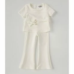 Flash Sale 🤩 Rare Editions Little 👧 Girls 4-6X Short Sleeve Lurex Knit Top & Flare Pants Matching Set Ivory 😉 -Rare Editions Shop unnamed file 514