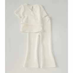 Flash Sale 🤩 Rare Editions Little 👧 Girls 4-6X Short Sleeve Lurex Knit Top & Flare Pants Matching Set Ivory 😉 -Rare Editions Shop unnamed file 515