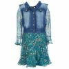 Budget 🔔 Rare Editions Big 👧 Girls 7-16 Long-Sleeve Printed Chiffon 👗 Dress With Denim Vest Set Teal 🤩 -Rare Editions Shop unnamed file 516