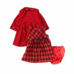 Brand new 🌟 Rare Editions Baby 👧 Girls 3-24 Months Long-Sleeve Lurex-Knit 🧥 Coat & Short-Sleeve Buffalo-Check Fit-And-Flare 👗 Dress Red 🔔 -Rare Editions Shop unnamed file 526