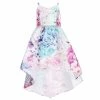 Discount 🌟 Rare Editions Little 👧 Girls 4-6X Sleeveless V-Neck Jeweled Waist Floral Mikado Extreme High-Low 👗 Dress Lilac ✨