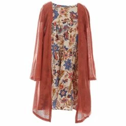 Cheap 🛒 Rare Editions Little 👧 Girls 4-6X Long-Sleeve Cardigan & Floral-Printed 👗 Dress Set Ivory 👍